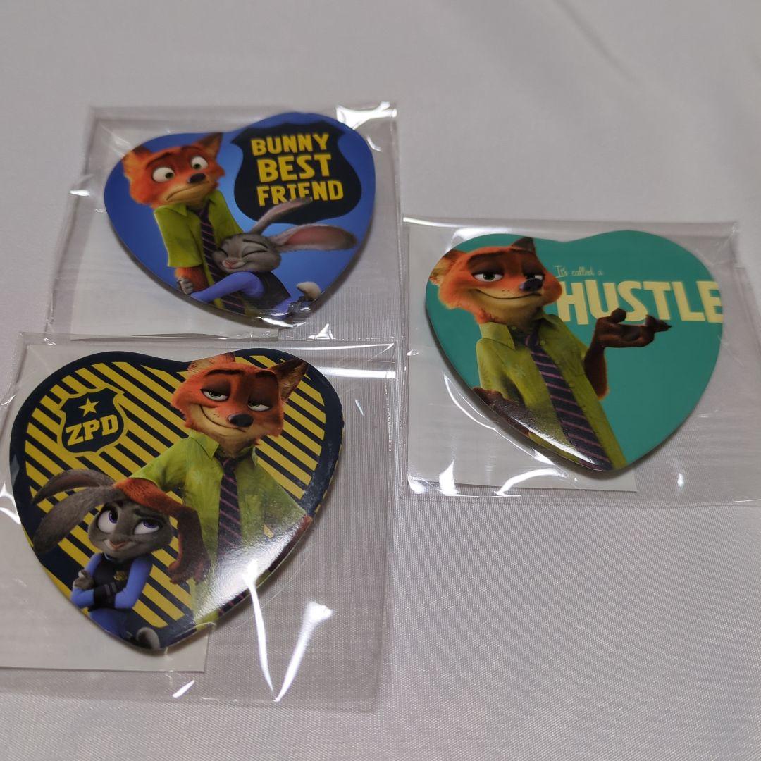 ズートピア DMMスクラッチ ニック ハート缶バッジ 3種セット - メルカリ