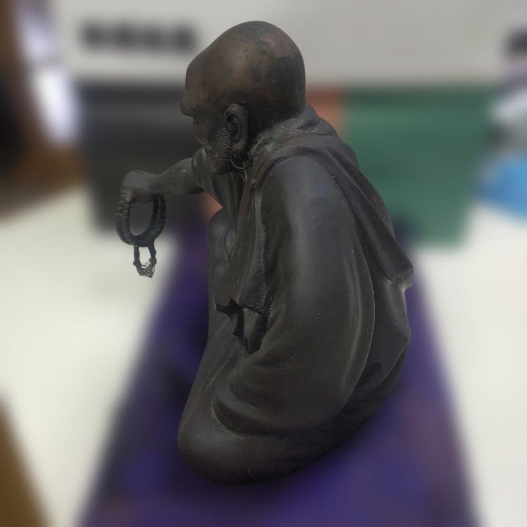 照雲作 銅製 達磨座像 喝達磨 約4kg 落款あり 達磨大師 銅像 仏像