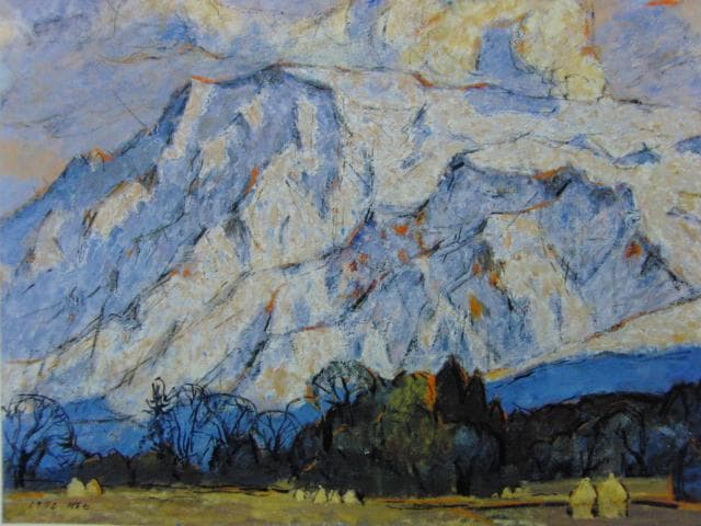 田代順七、【雪の阿蘇】、希少な画集より、新品高級額・額装付