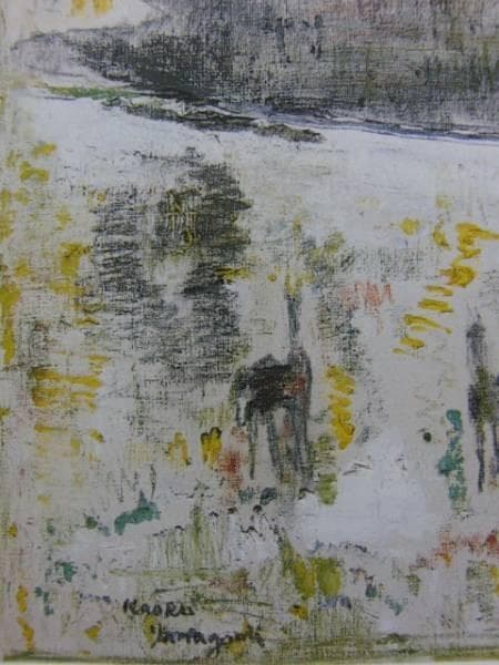 山口薫、沼地で飛ぶ飛行機、超希少、レゾネより、 新品額付