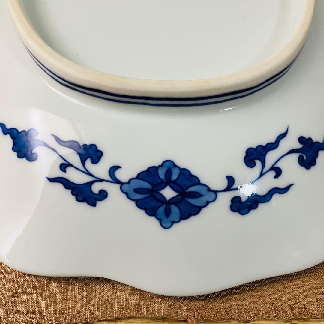 辻精磁社　14代　辻常陸　大皿　染付流水白鷺文　飾り皿 有田焼　辻製