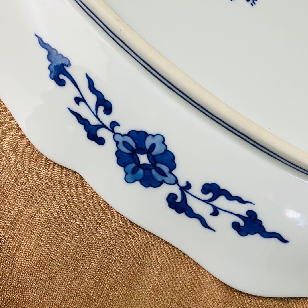 辻精磁社　14代　辻常陸　大皿　染付流水白鷺文　飾り皿 有田焼　辻製
