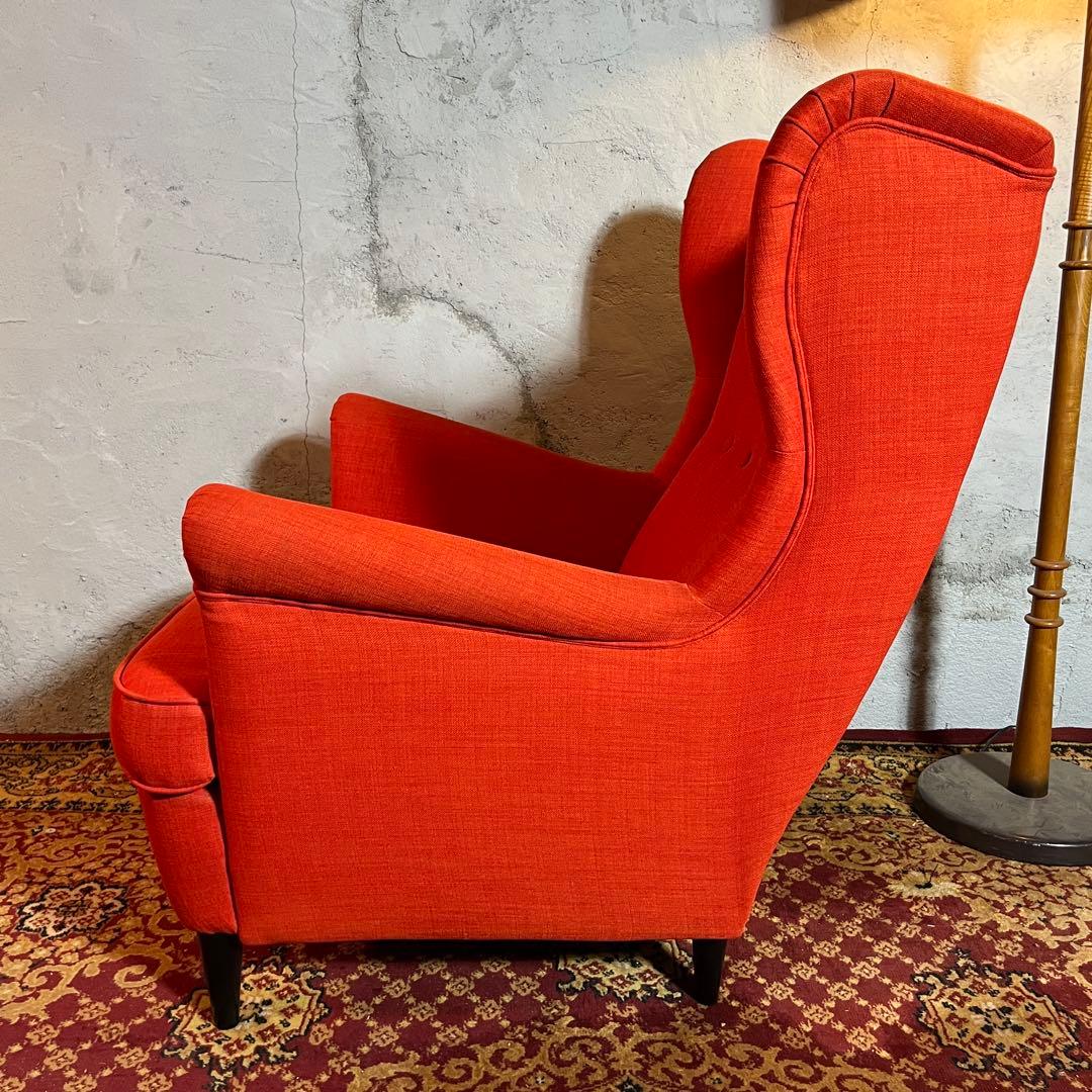 IKEA ストランモン 一人掛けソファ＆オットマンセット（オレンジ）