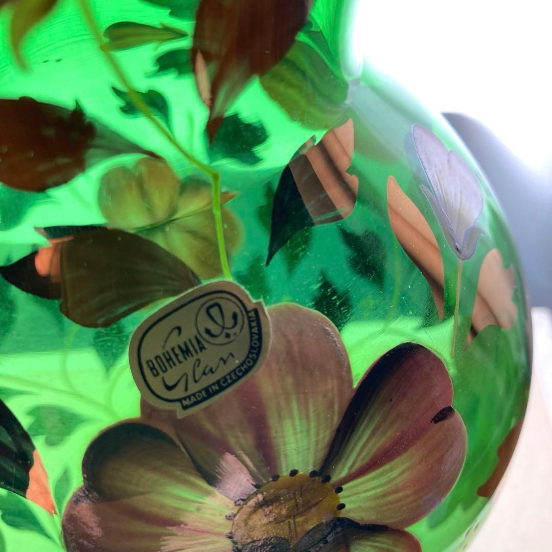 チェコ製 ボヘミアングラス 花瓶 金彩 未使用品 レトロ - メルカリ