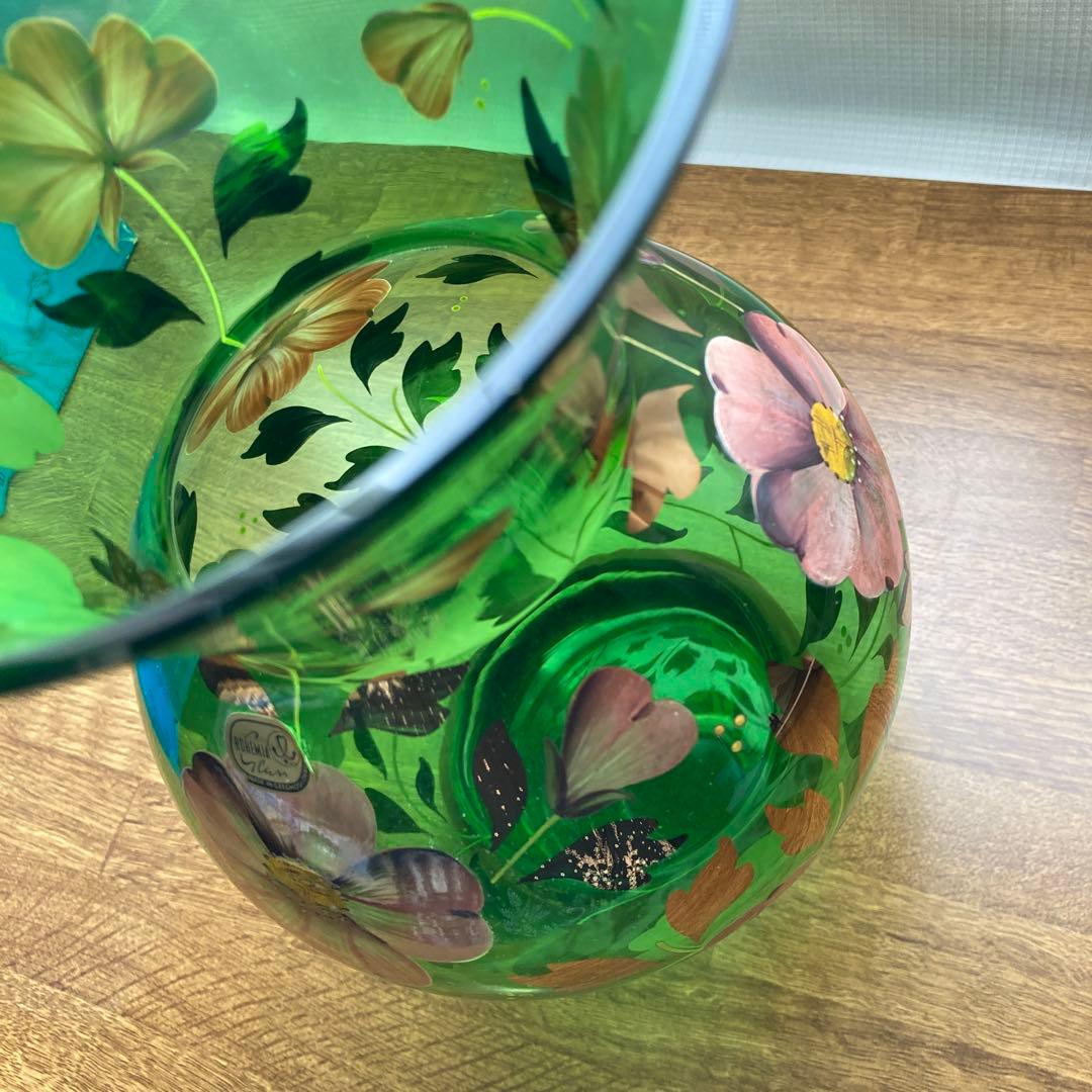 チェコ製 ボヘミアングラス 花瓶 金彩 未使用品 レトロ - メルカリ