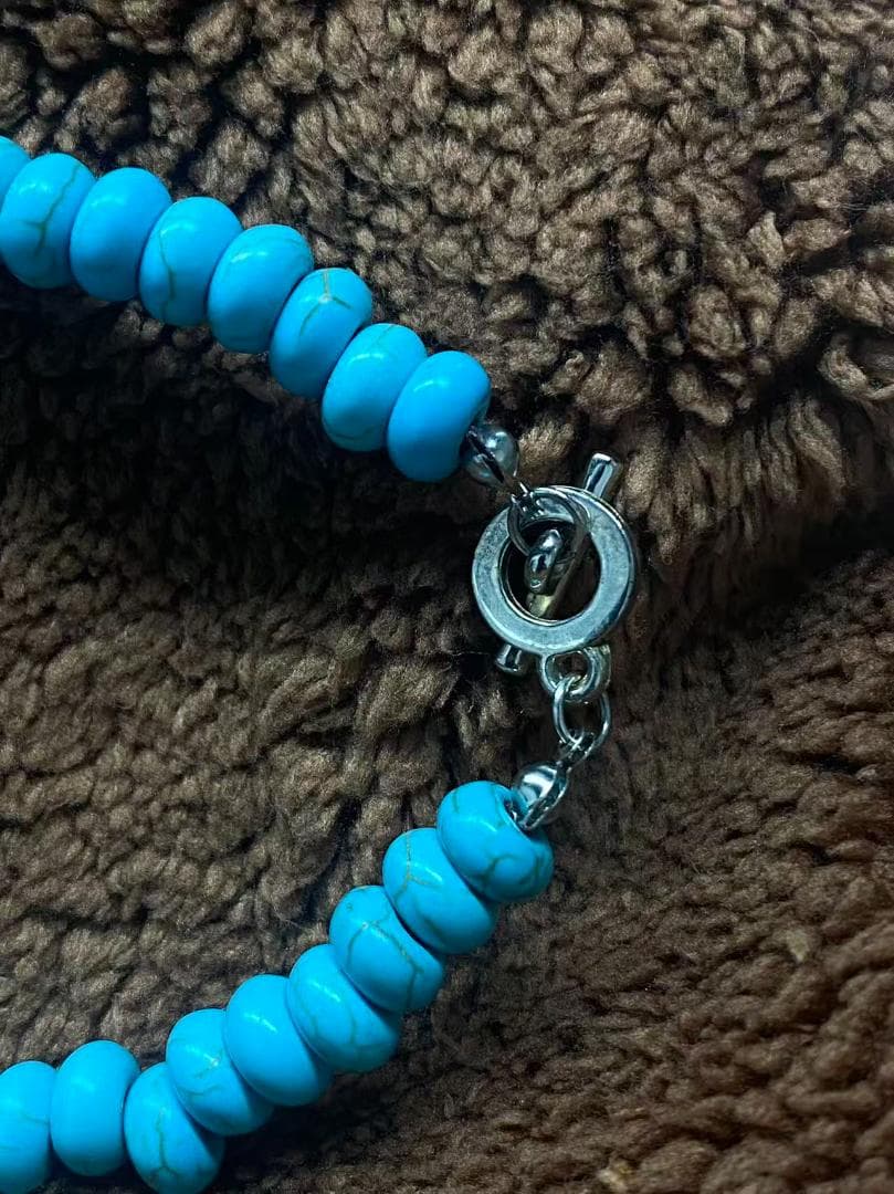 トルコ石風ブレスレット シルバーアクセント ユニセックス ヴィンテージ風