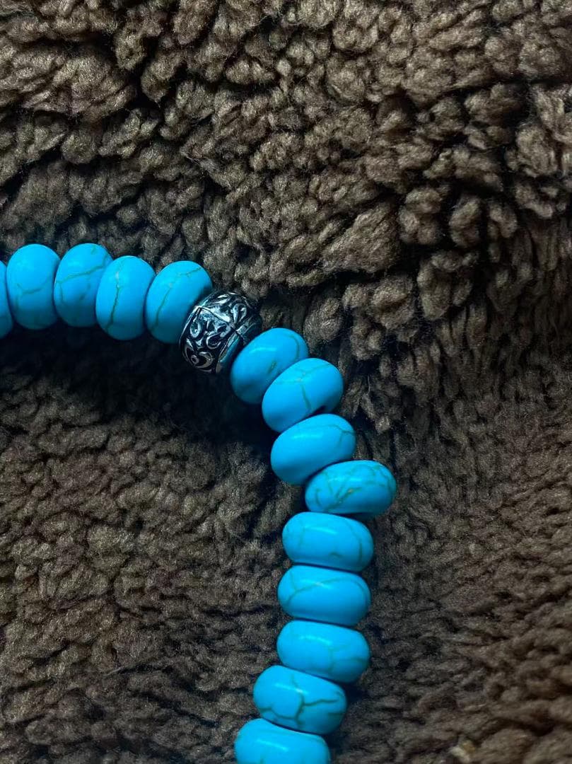 トルコ石風ブレスレット シルバーアクセント ユニセックス ヴィンテージ風