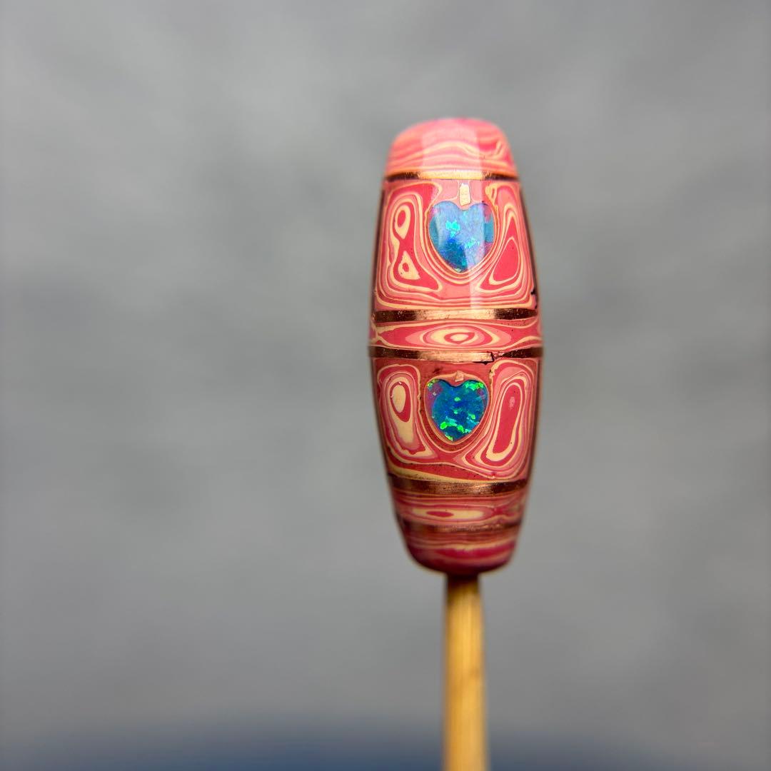 漆オパール天珠　四眼銅線天珠　12-75