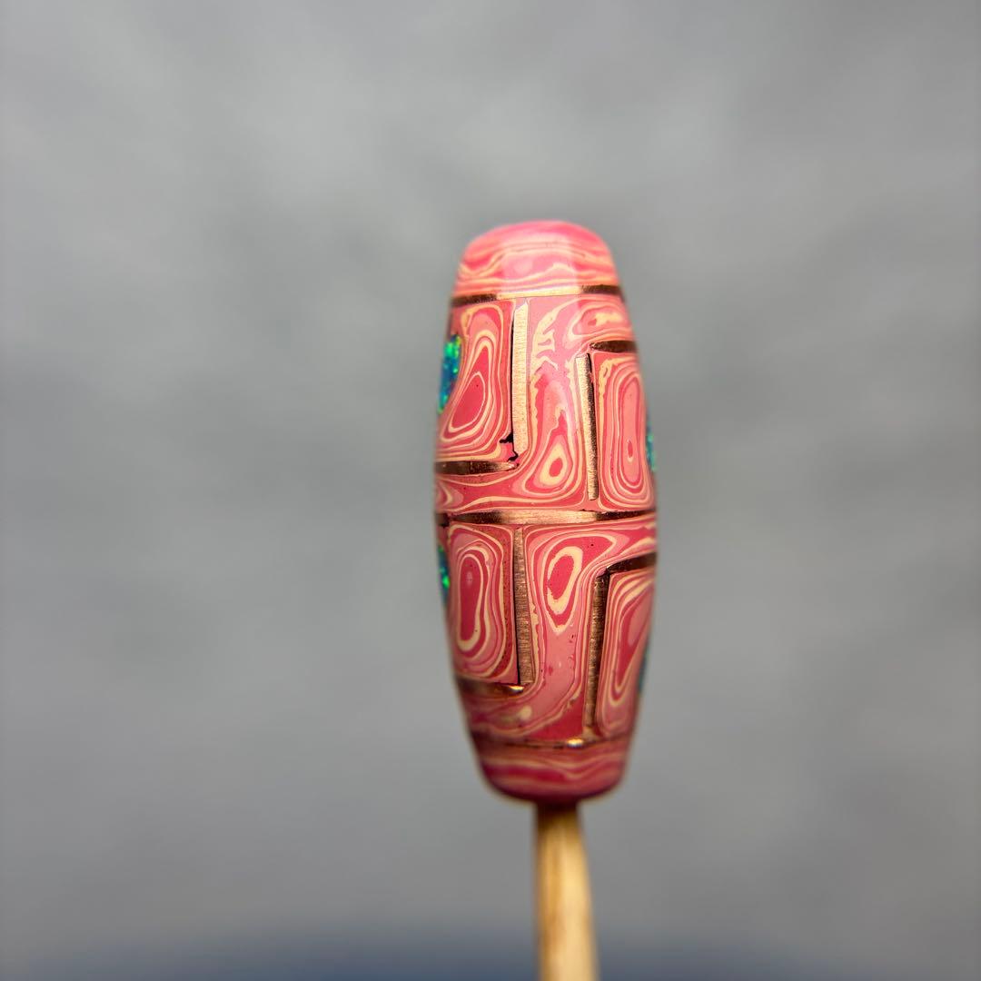 漆オパール天珠　四眼銅線天珠　12-75