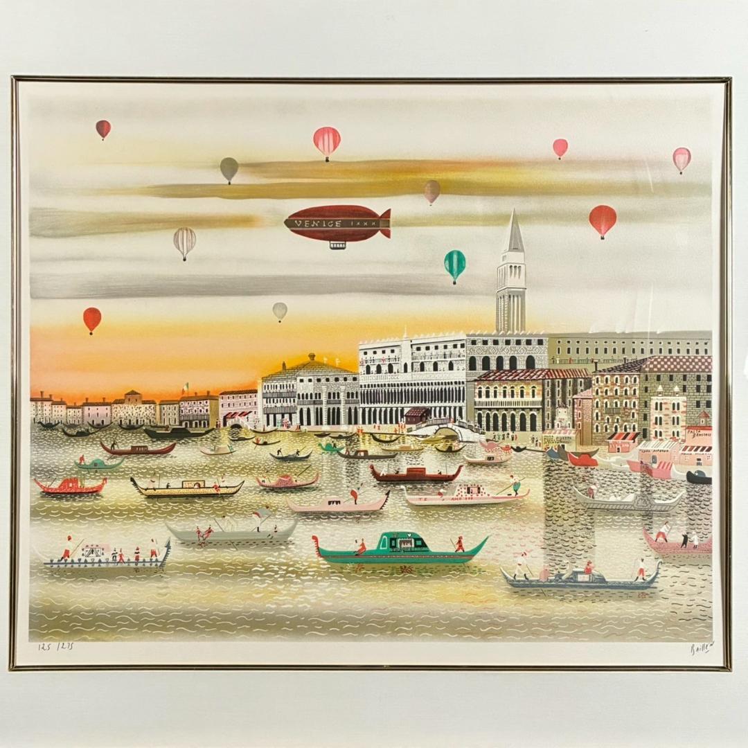 イザベル・バイレン「ベニス」リトグラフ 直筆サイン入り 額縁入り