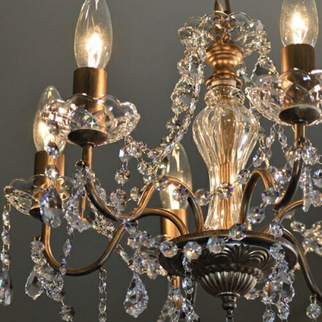 LED対応 6灯 シャンデリア クリスタル装飾