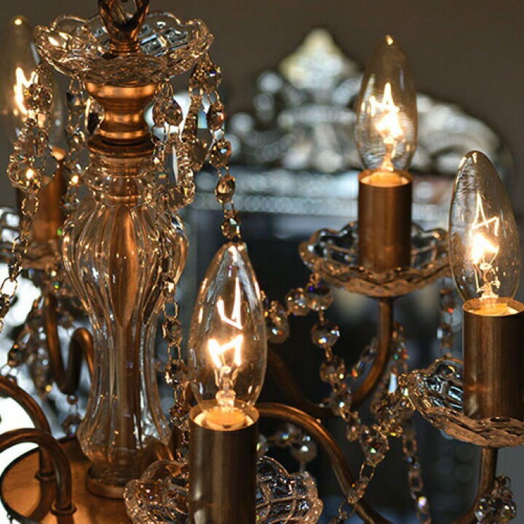 LED対応 6灯 シャンデリア クリスタル装飾