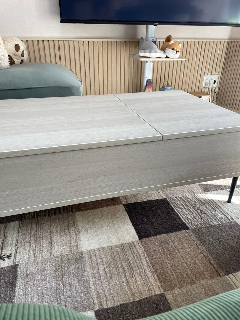 ※交渉可能！！ リフトアップ式センターテーブル ホワイトウォッシュ幅100✖️60