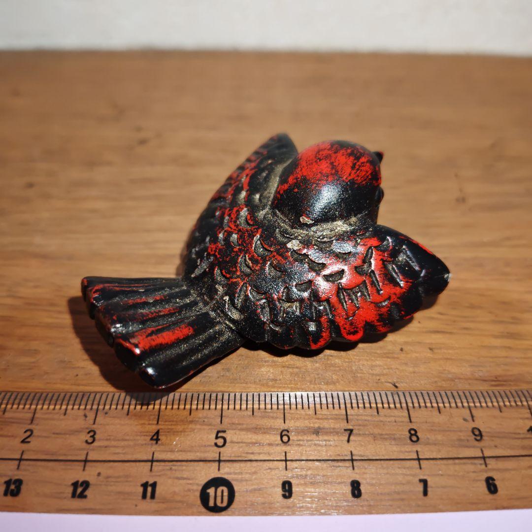 時代提物 極上木彫根付【福来雀】両羽根間約5.1cm 嘴尾間約6cm 重さ約8ｇ