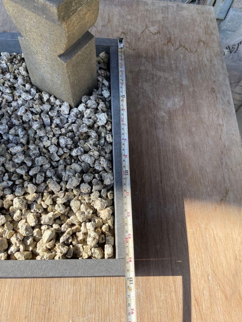 日本庭園　ミニチュア　国産品　手作り 織部灯籠　蹲　オリジナル　筧　セット品