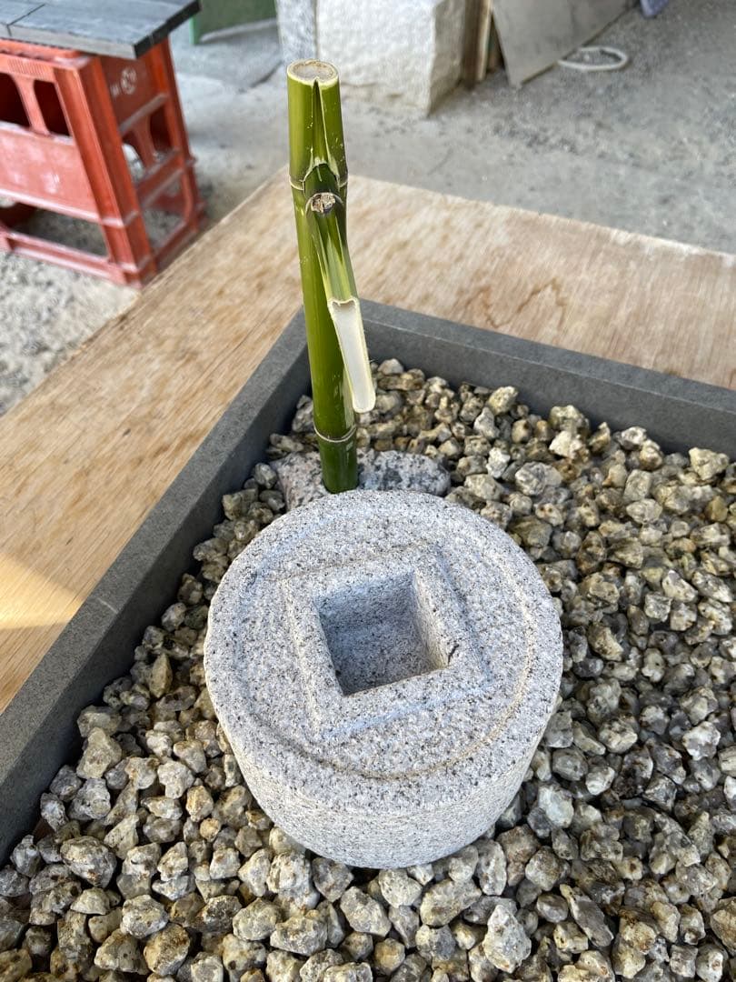 日本庭園　ミニチュア　国産品　手作り 織部灯籠　蹲　オリジナル　筧　セット品