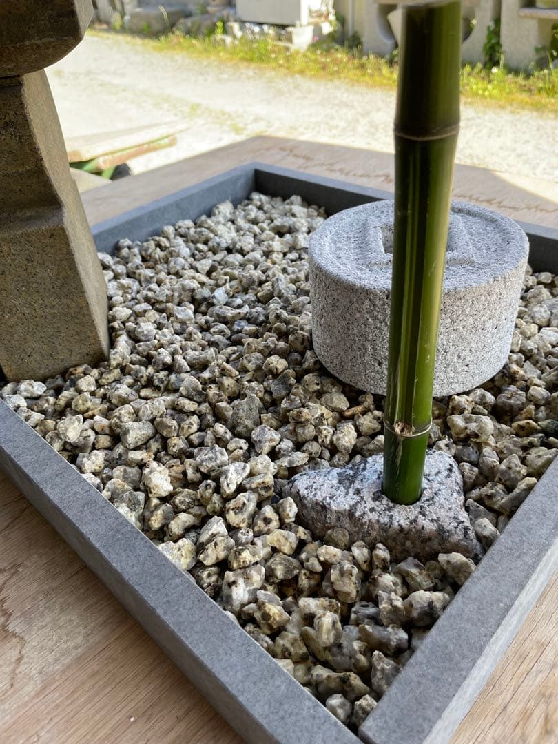 日本庭園　ミニチュア　国産品　手作り 織部灯籠　蹲　オリジナル　筧　セット品