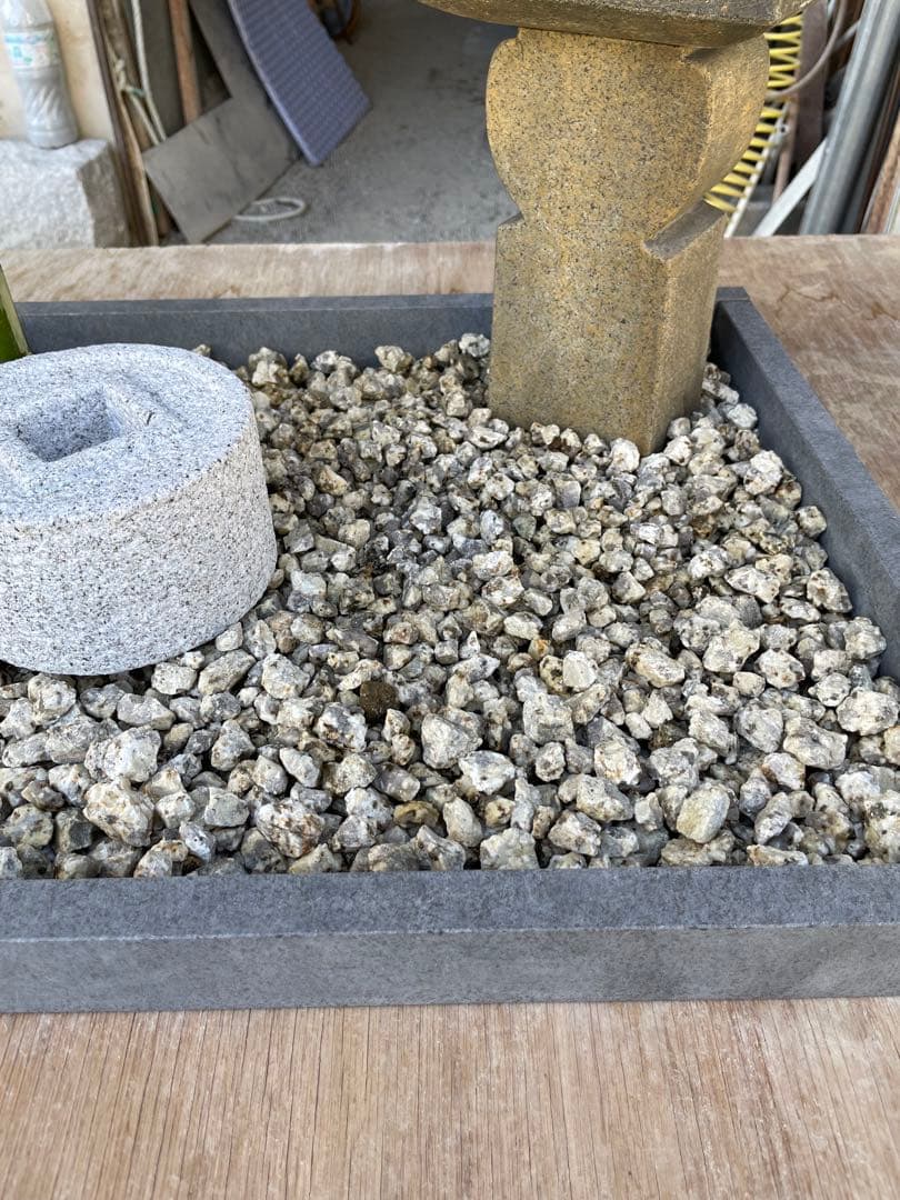 日本庭園　ミニチュア　国産品　手作り 織部灯籠　蹲　オリジナル　筧　セット品