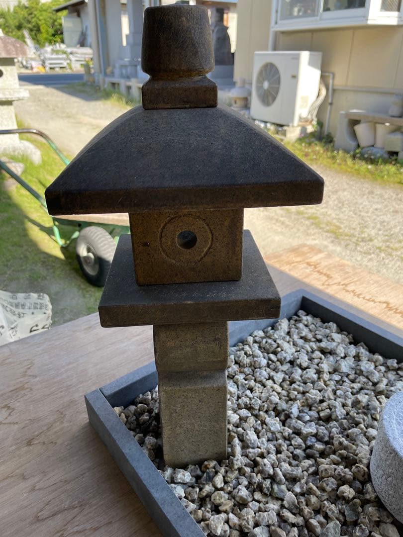 日本庭園　ミニチュア　国産品　手作り 織部灯籠　蹲　オリジナル　筧　セット品