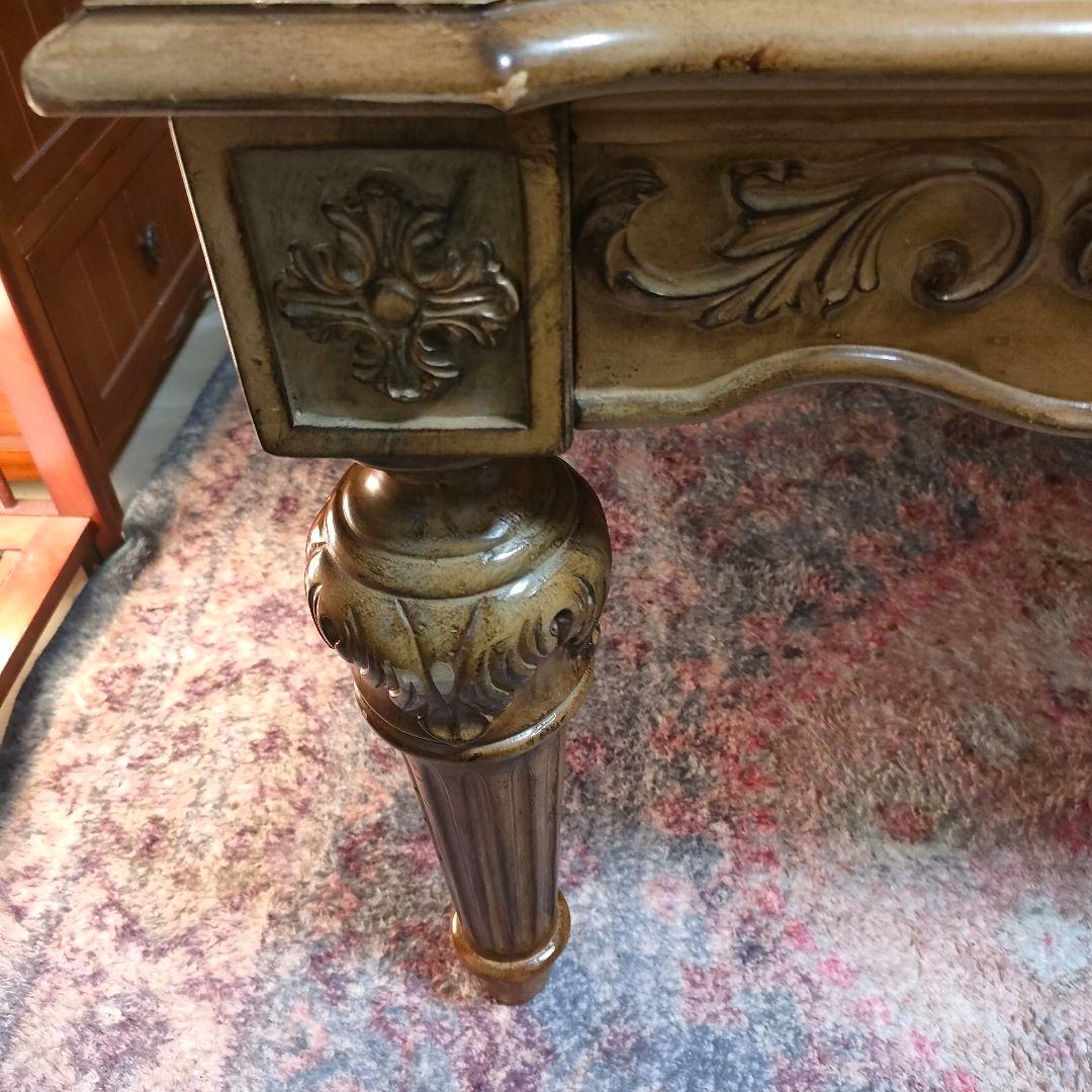 アンティークロココ調 ヨーロピアンシャビーシックセンターテーブル 大理石風