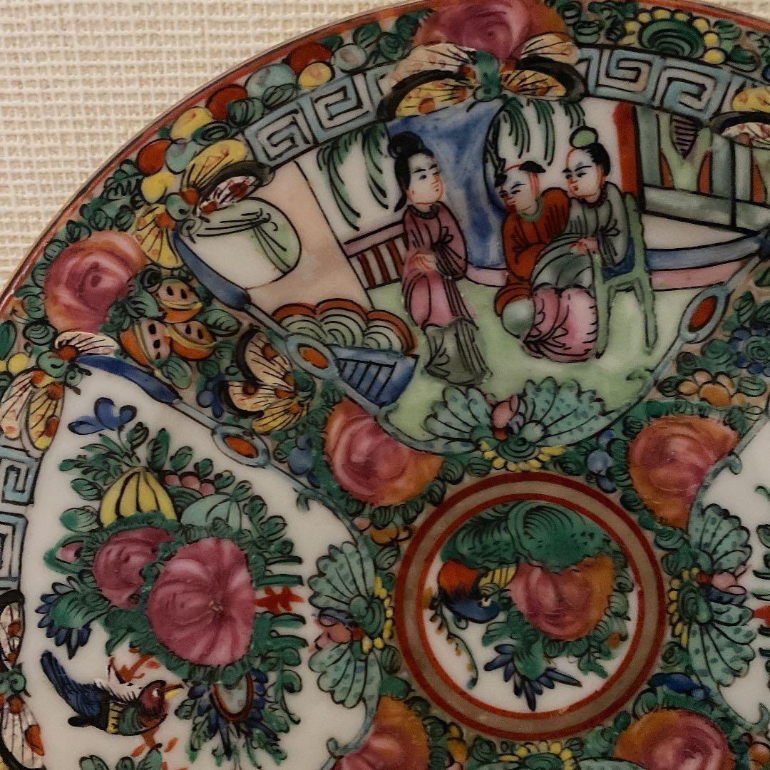 中国古い広彩皿、人物絵