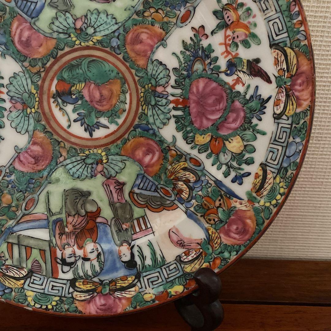 中国古い広彩皿、人物絵