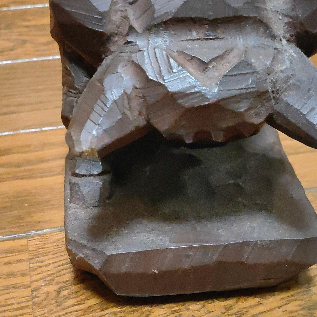 西田秀　力闘　牛　木彫