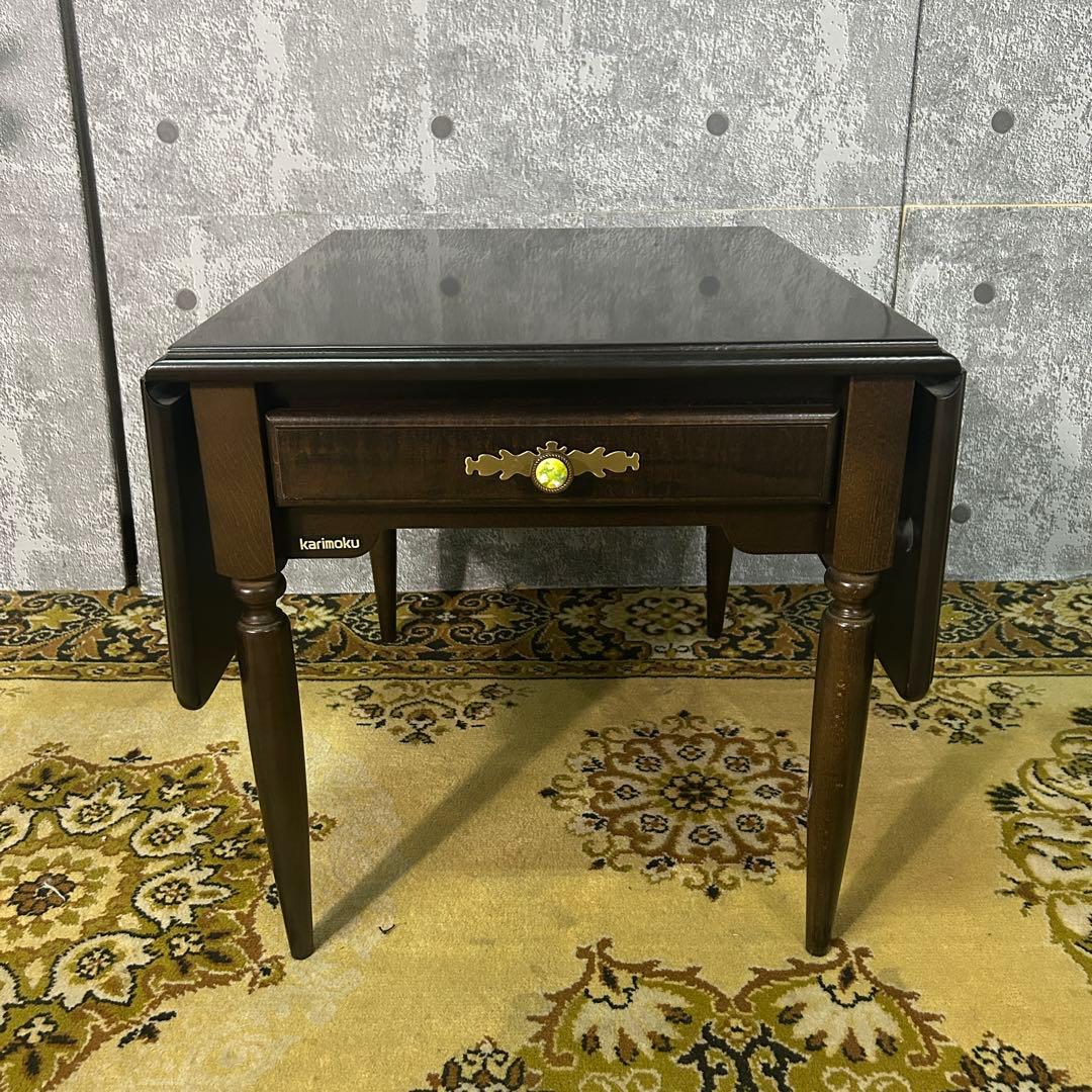 ꧁カリモク家具 karimoku꧂両側バタフライ式サイドテーブル ナイト ロー