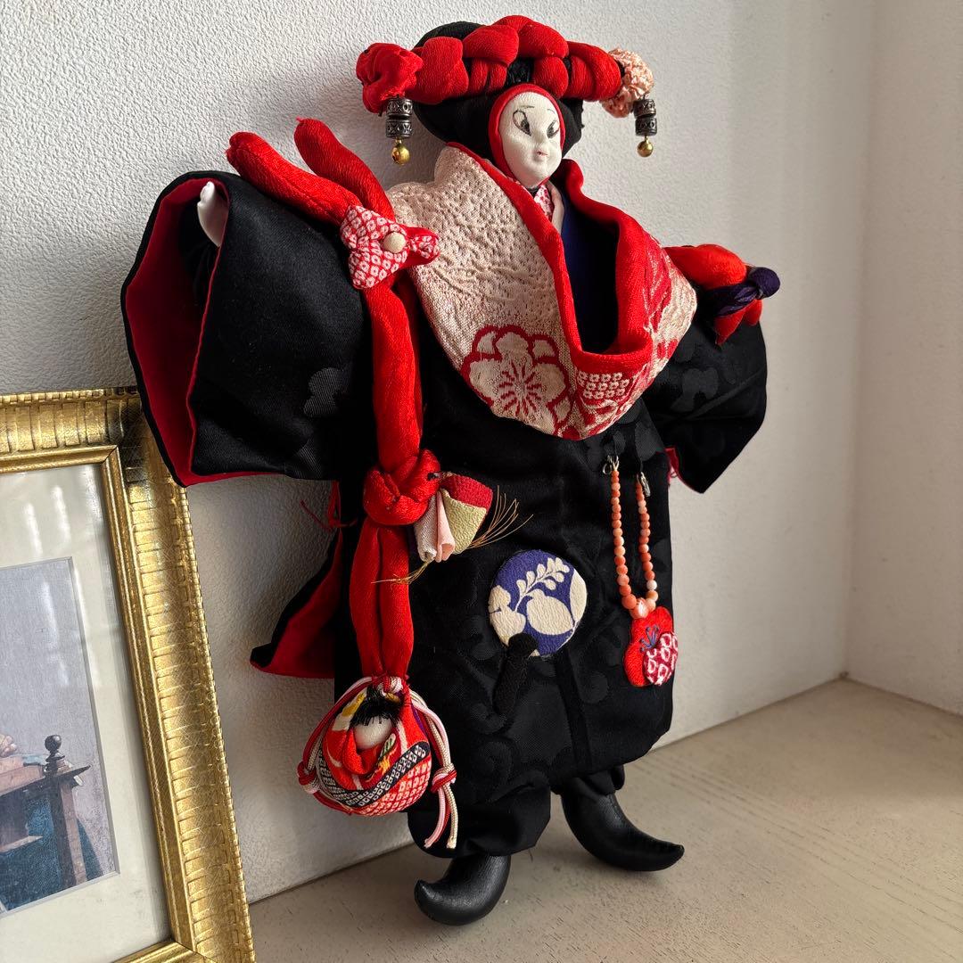 豊田信也　古布創作人形　スタンド付き