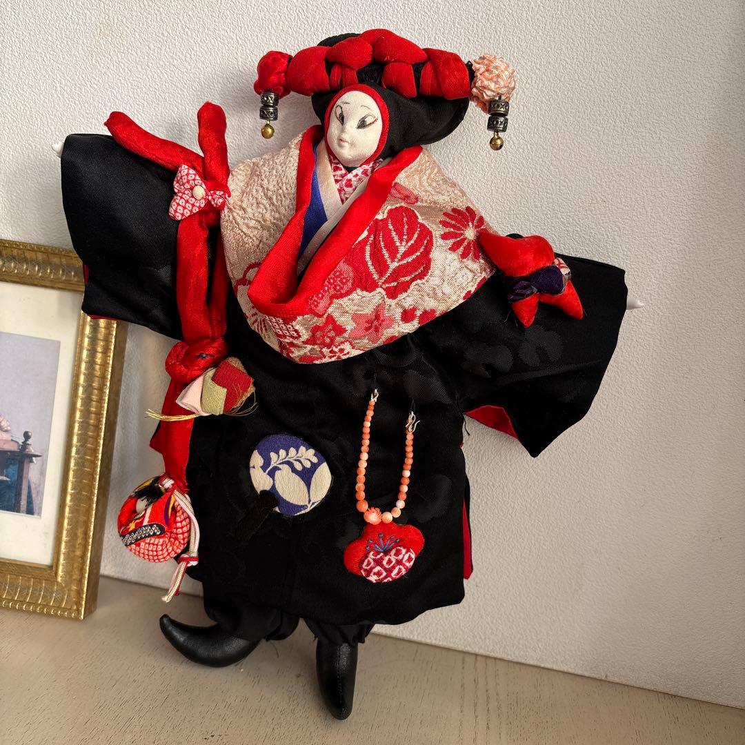 豊田信也　古布創作人形　スタンド付き