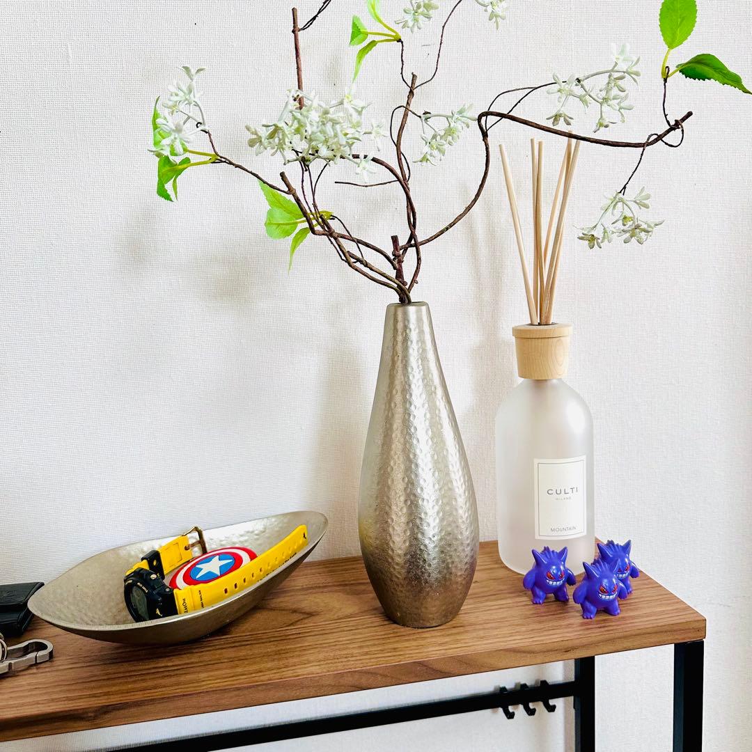 アクタス/フラワーベース】 造花セット 花瓶 シルバー フラワー