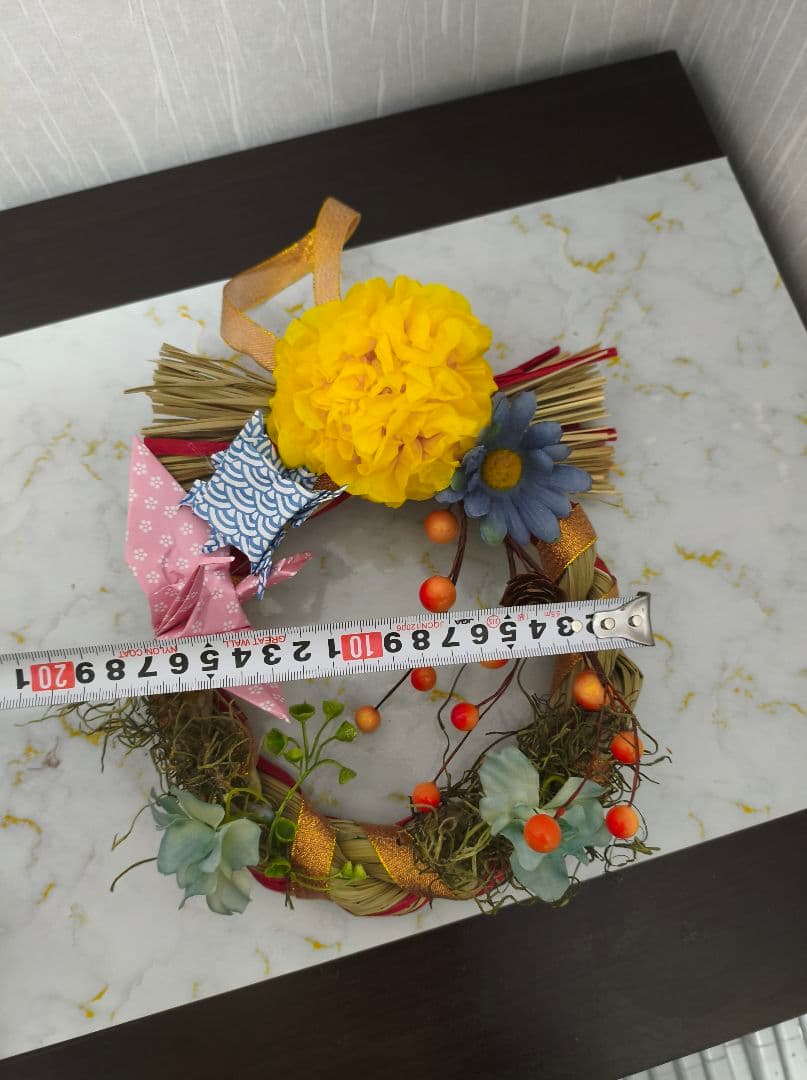 正月飾り しめ縄 造花リース