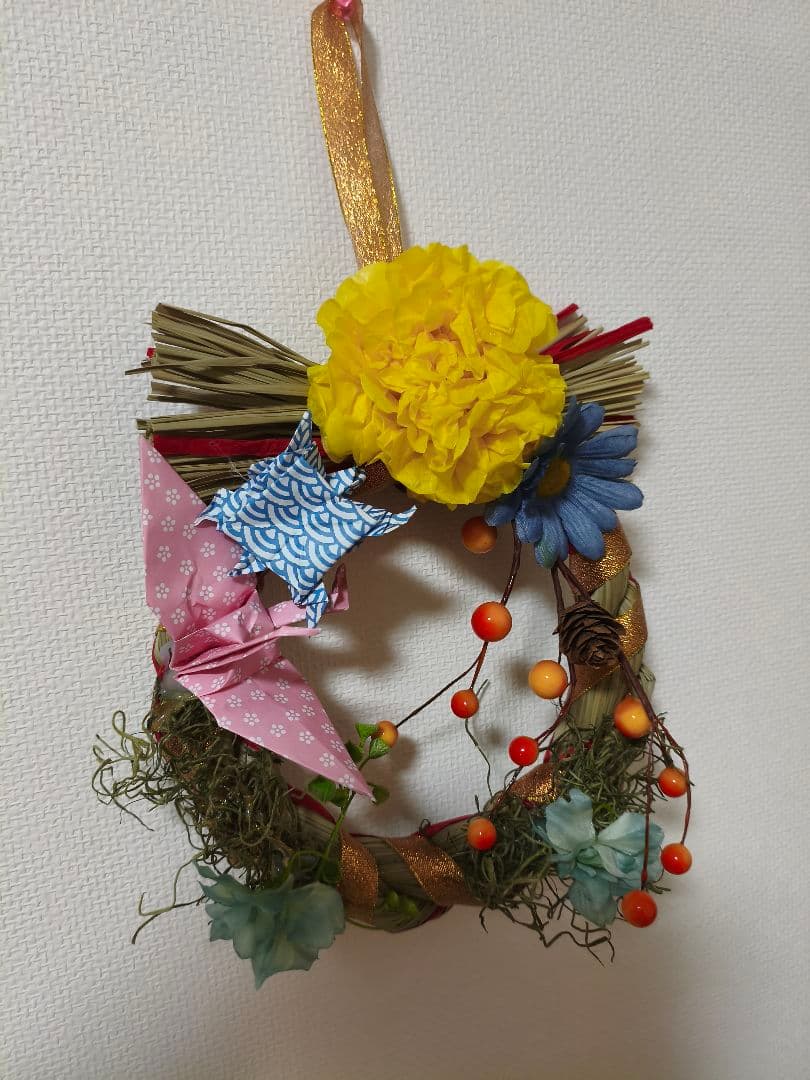 正月飾り しめ縄 造花リース