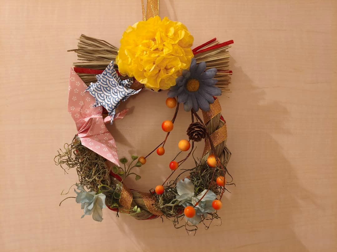 正月飾り しめ縄 造花リース