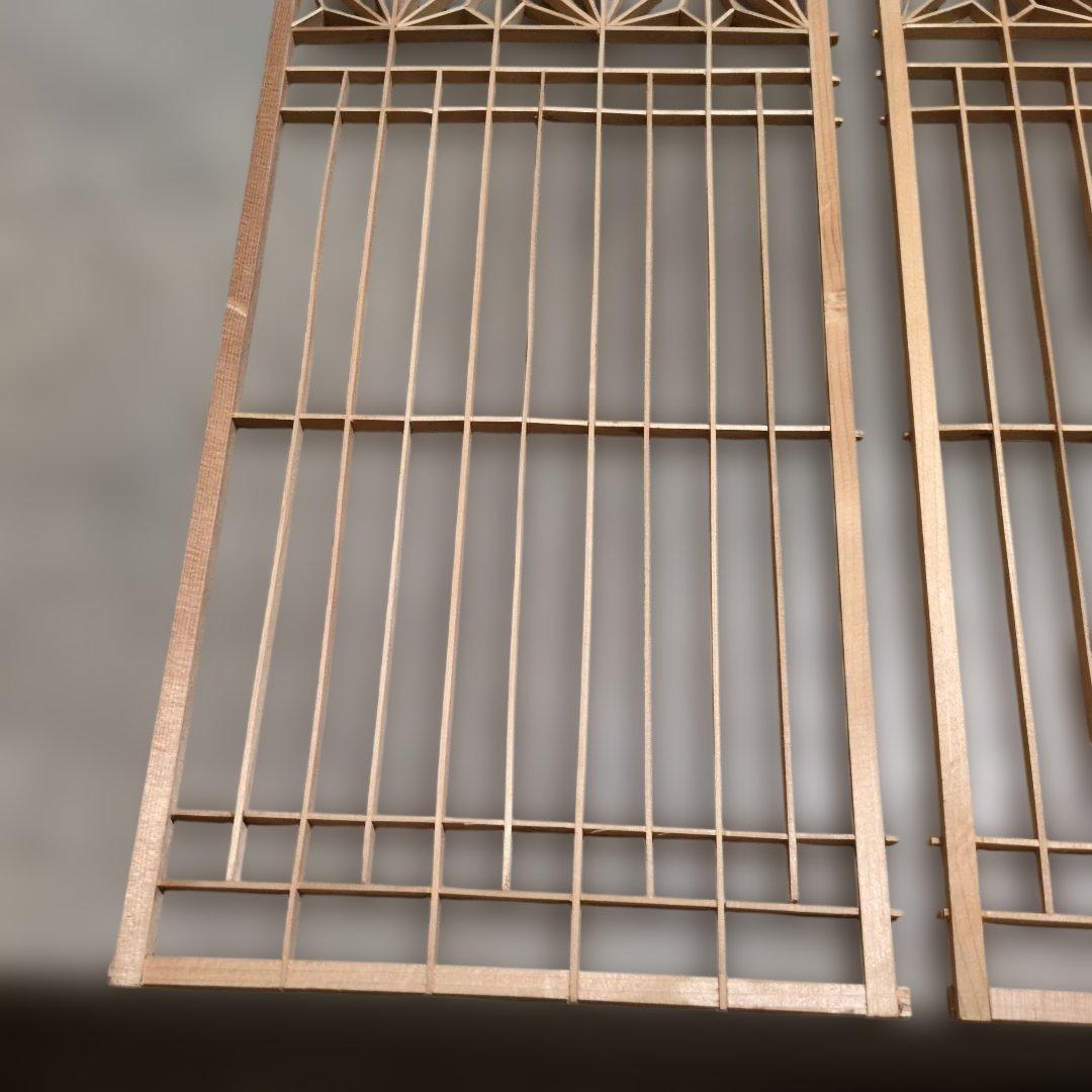 昭和レトロ 組子欄間 2枚セット① 書院障子 建具 衝立 引戸 ガラス戸