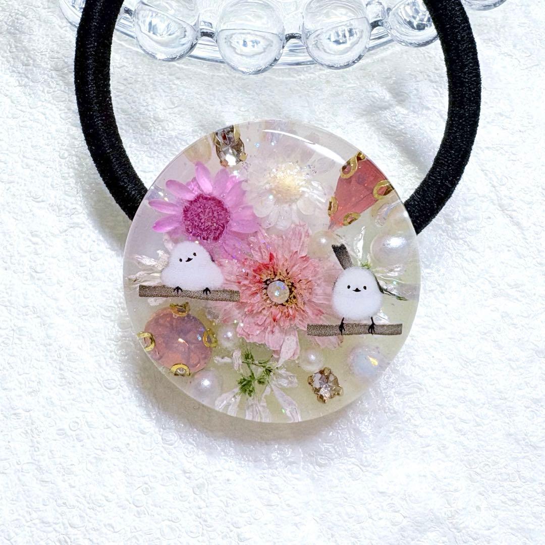 ③-⑭レジンヘアゴム。シマエナガ。マトリカリア。ユーフォルビア