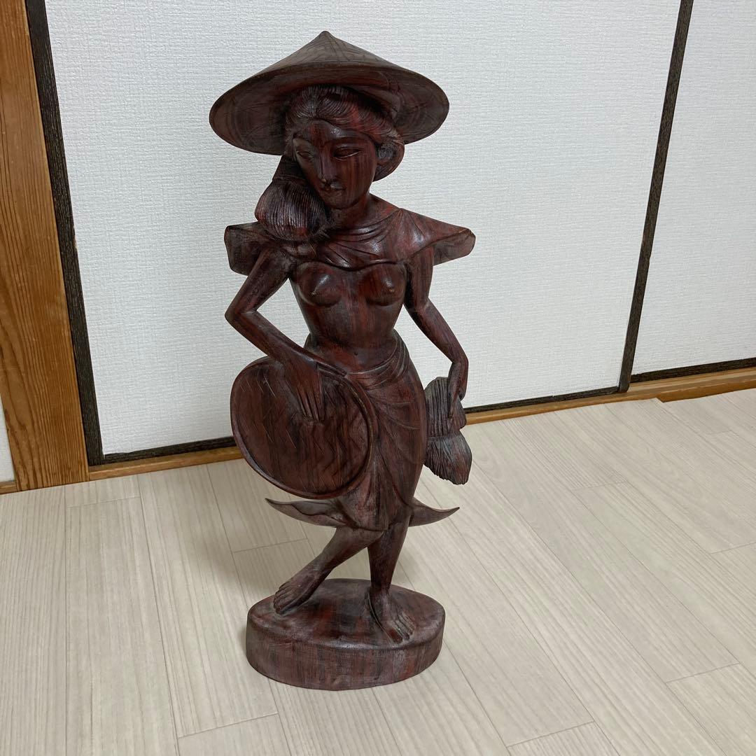 バリ島 美人木製女性像彫刻 インドネシア産 裸婦 インテリア - メルカリ