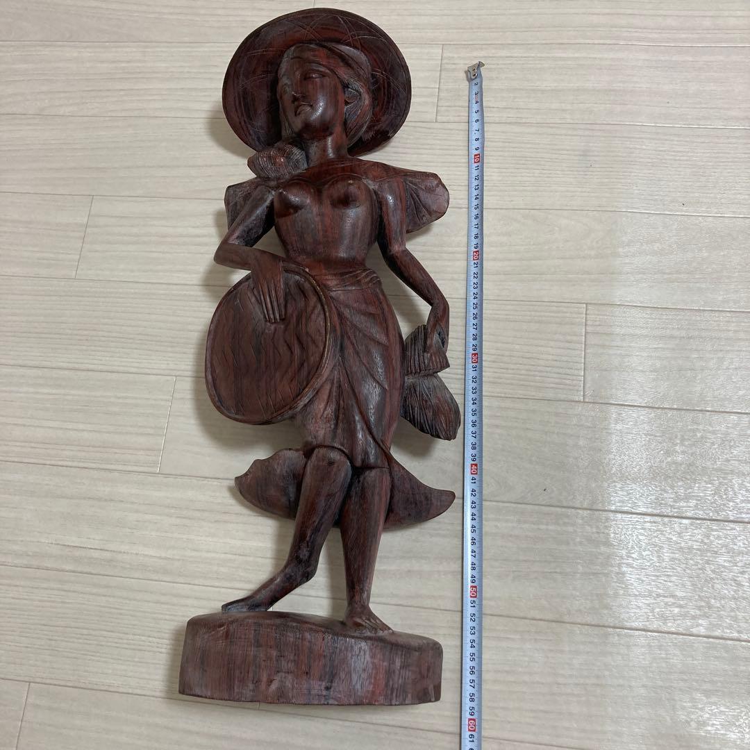 バリ島 美人木製女性像彫刻 インドネシア産 裸婦 インテリア - メルカリ