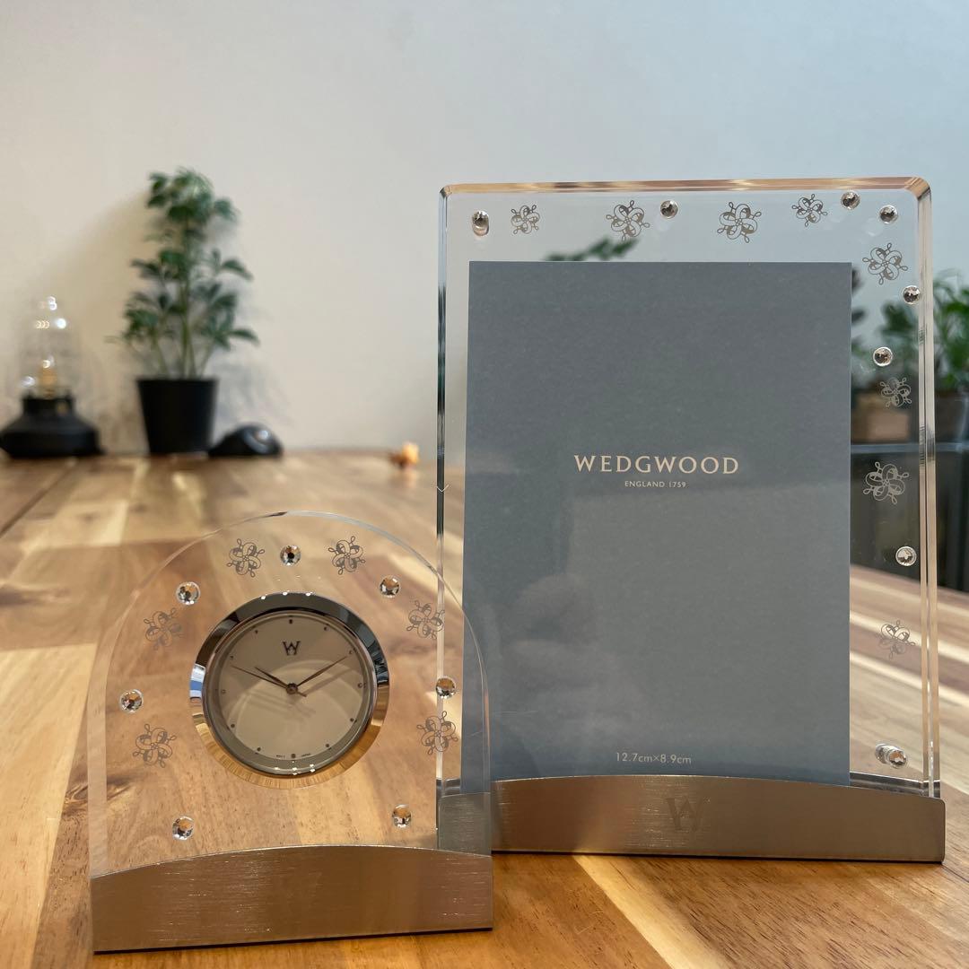 ウェッジウッド 時計 写真立て プシュケ クリアクロック フォト