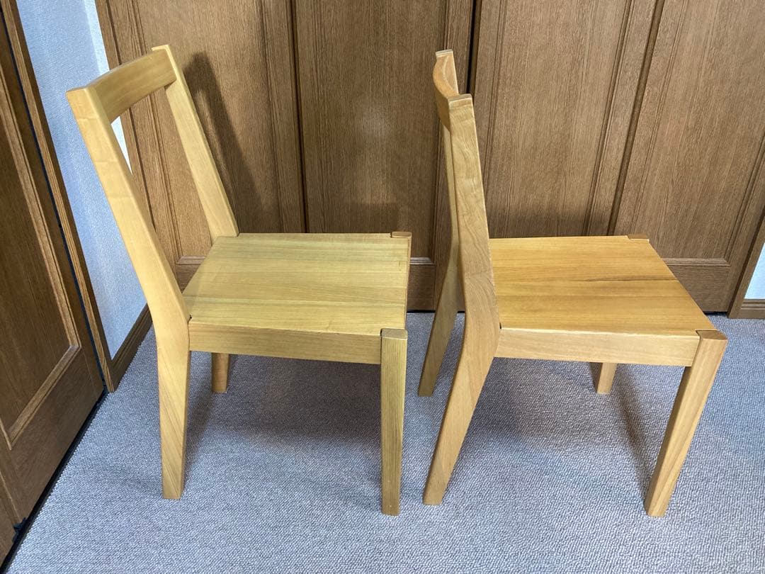 無印良品　MUJI 天然木（タモ材）椅子　2脚セット