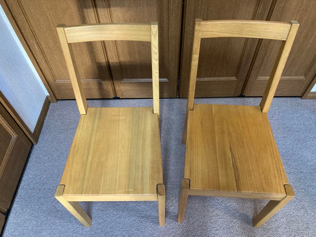 無印良品　MUJI 天然木（タモ材）椅子　2脚セット