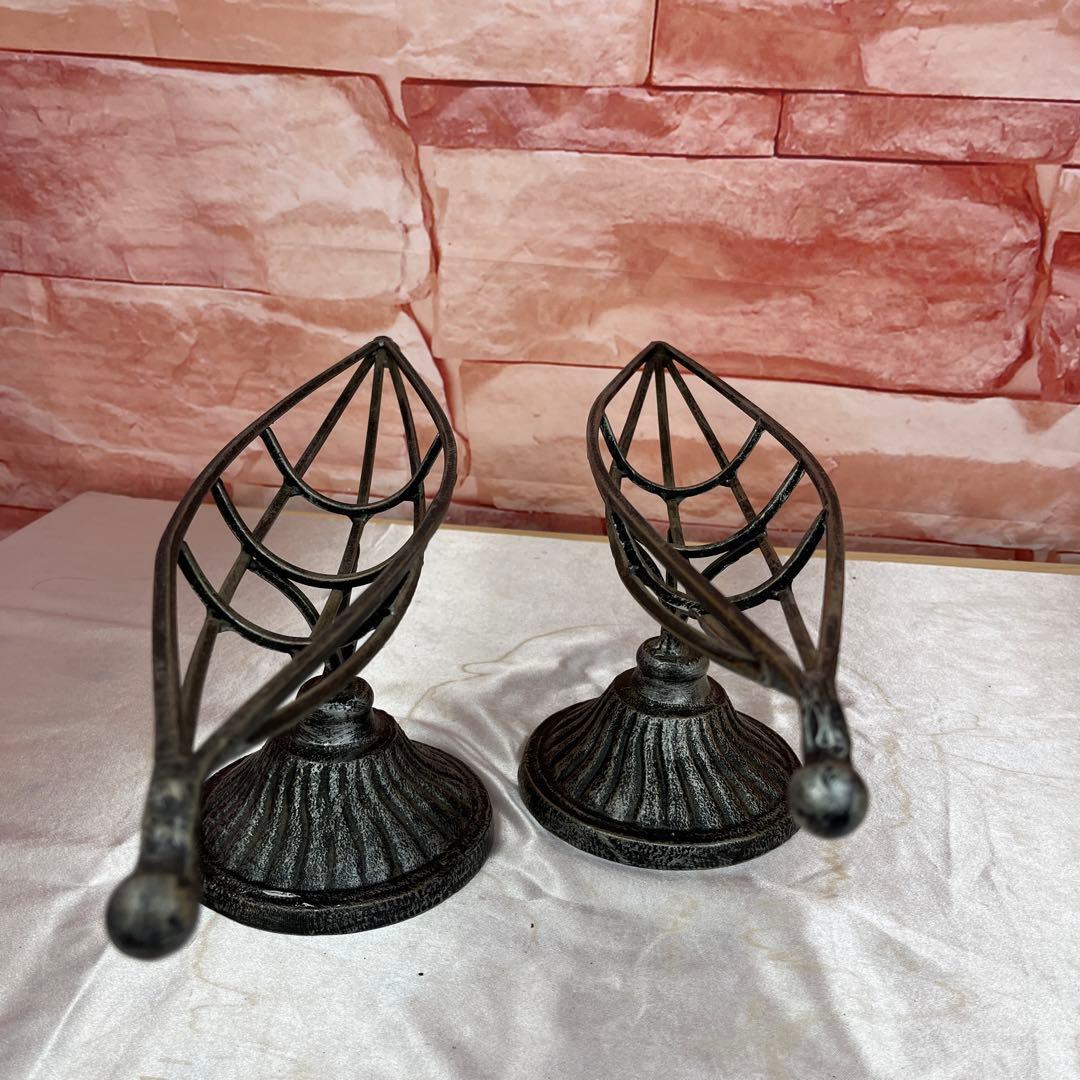 （105）アイアンフラワースタンドボート型2個セット（花器）