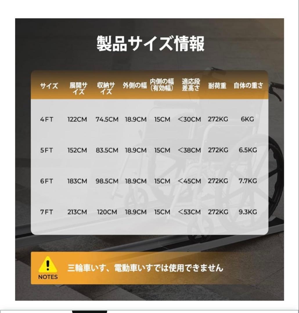 gardhom スロープ 車椅子 伸縮（83.5/152㎝）