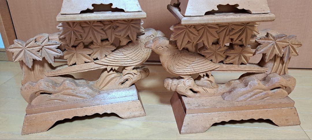 木工品 灯籠 1対 お供仏具用品　高さ約60cm