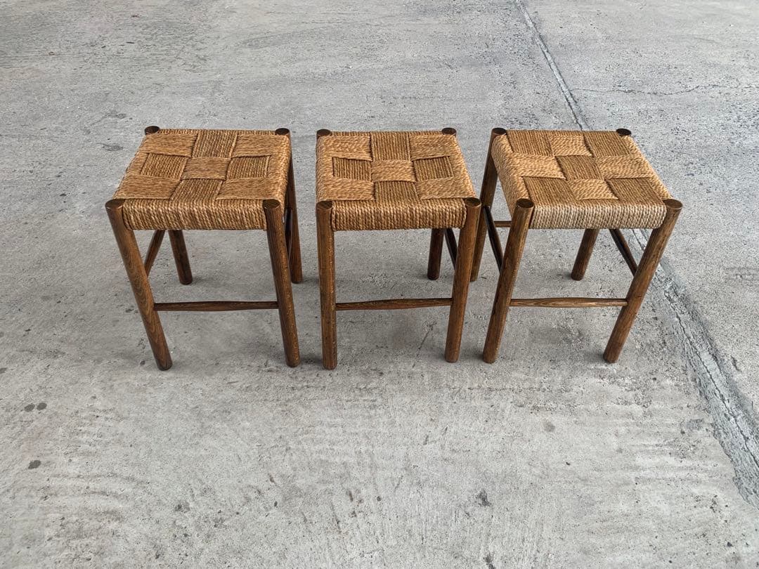 アンティーク ラッシュ スツール 縄編み チェア 民芸家具 椅子 No.2