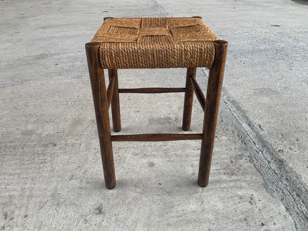 アンティーク ラッシュ スツール 縄編み チェア 民芸家具 椅子 No.2