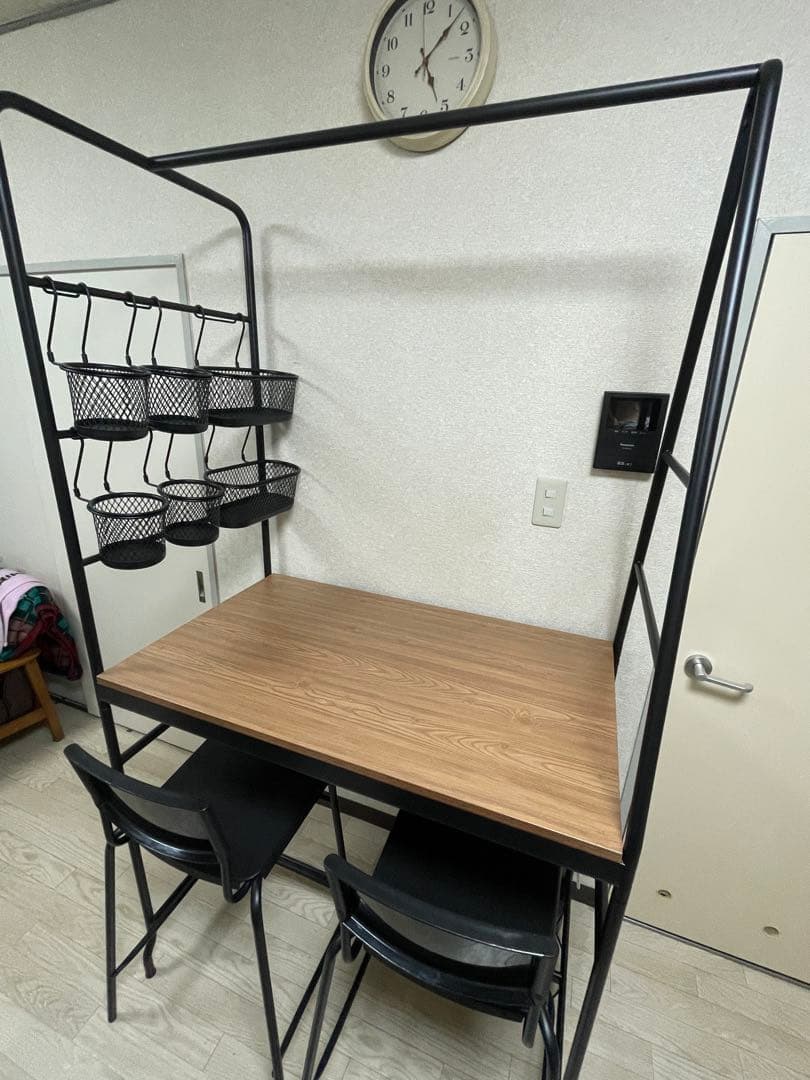 IKEA カウンターテーブル 椅子2脚 収納バスケット(大2個、小4個)