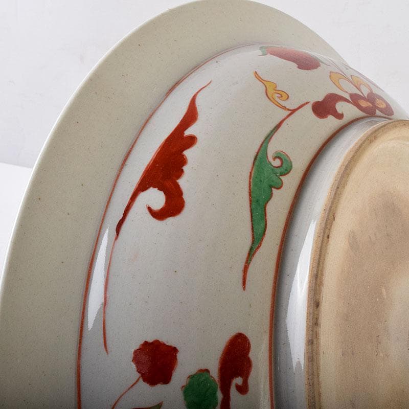 中国呉州赤絵獅子花文大皿飾り皿直径約41㎝V7348C