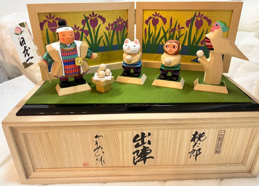 人形の久月　南雲作　伊予一刀彫　桃太郎　出陣