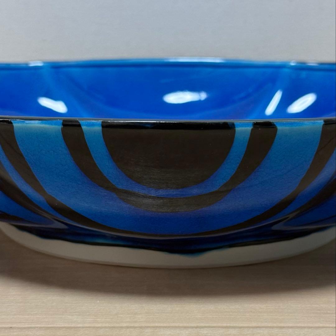 幸兵衛窯(人間国宝 加藤卓男)青釉魚紋大鉢 ペルシャブルー 美品